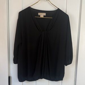 Michael Kors Black Draped Blouse Women’s Elegant Long Sleeve Top size M